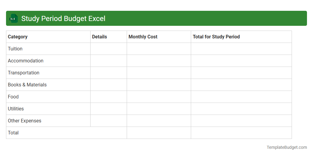 Study Period Budget Excel