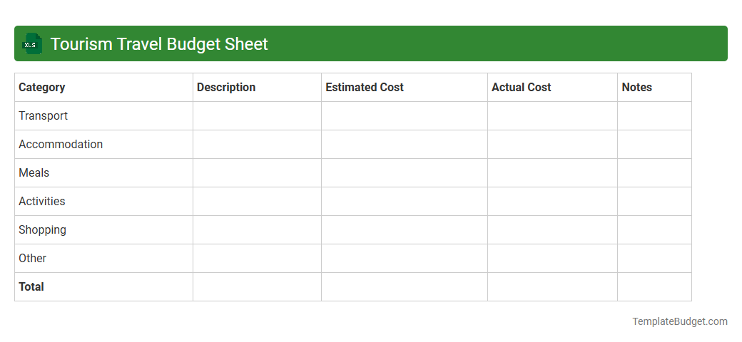 Tourism Travel Budget Sheet