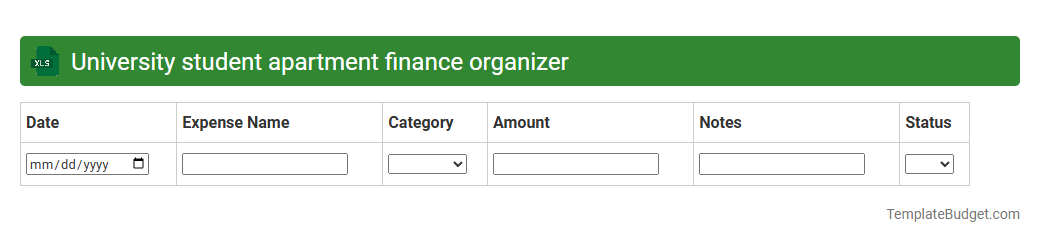University student apartment finance organizer