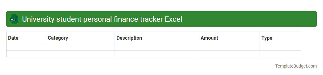 University student personal finance tracker Excel