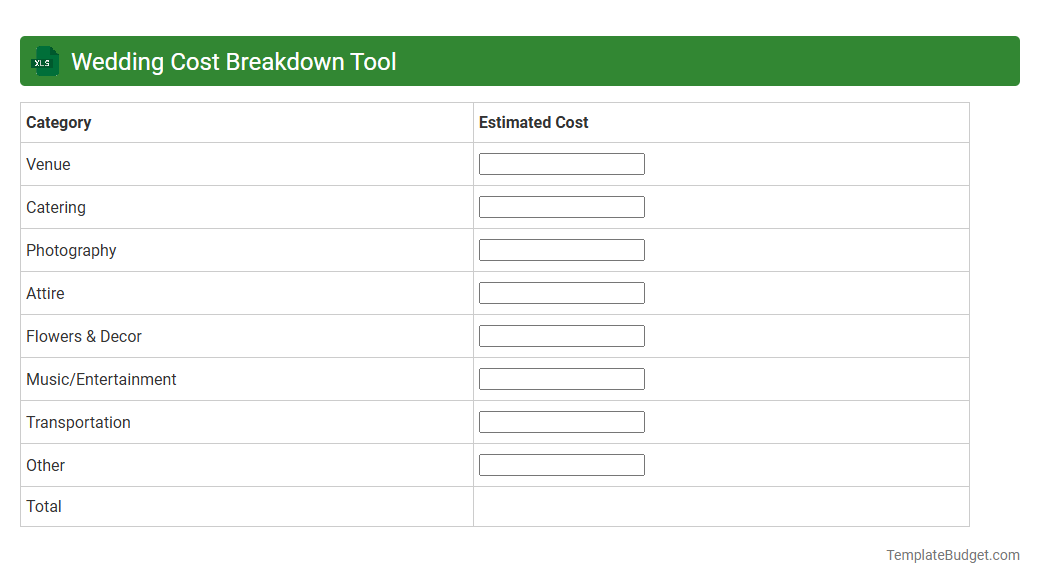 Wedding Cost Breakdown Tool