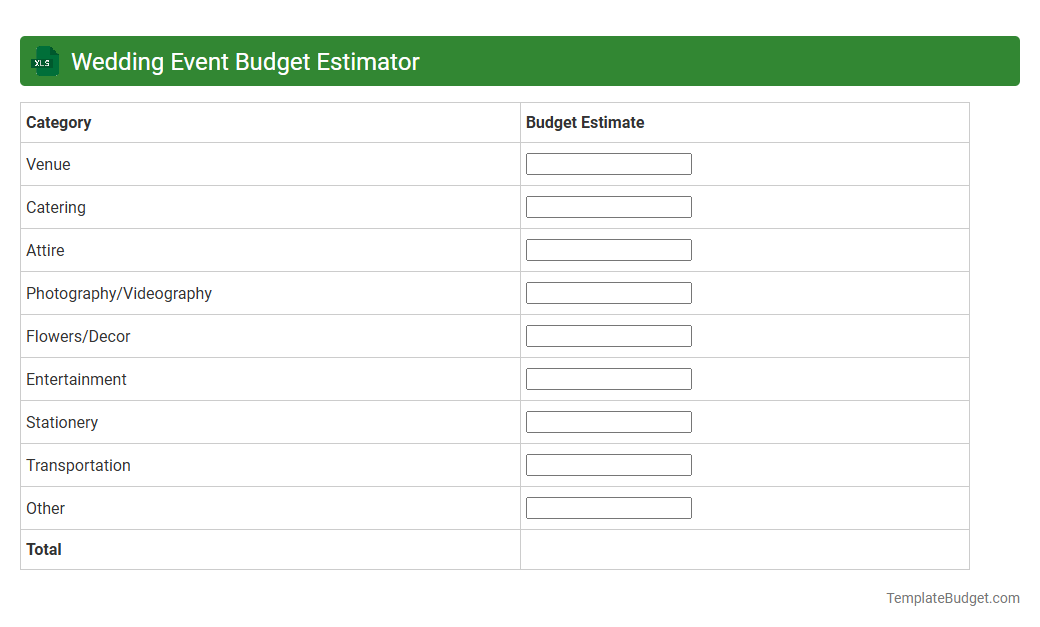 Wedding Event Budget Estimator