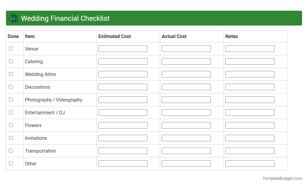 Wedding Financial Checklist