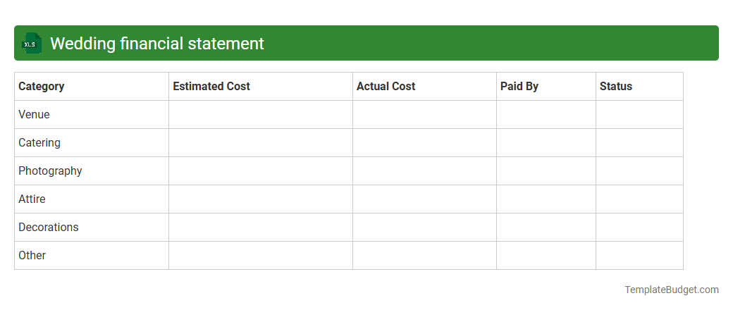 Wedding financial statement