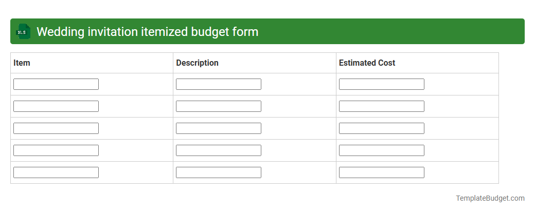 Wedding invitation itemized budget form