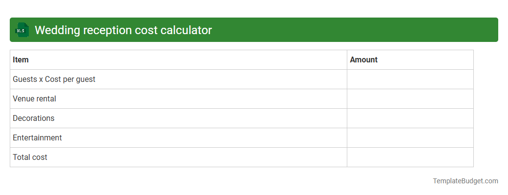 Wedding reception cost calculator