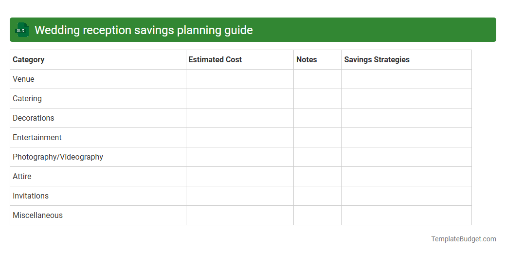Wedding reception savings planning guide