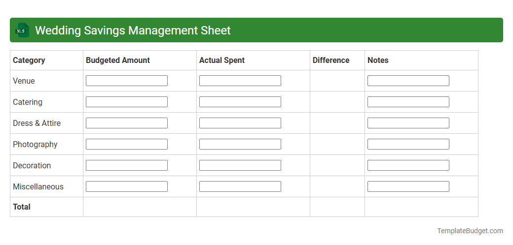 Wedding Savings Management Sheet
