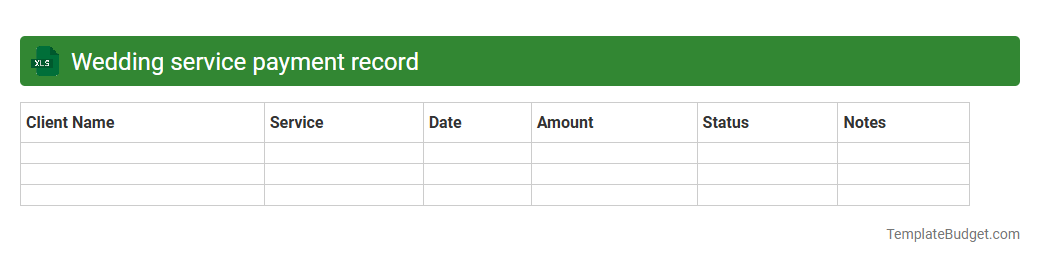 Wedding service payment record