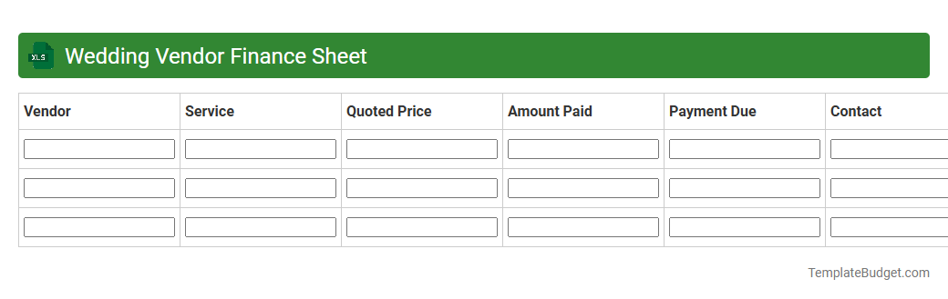 Wedding Vendor Finance Sheet