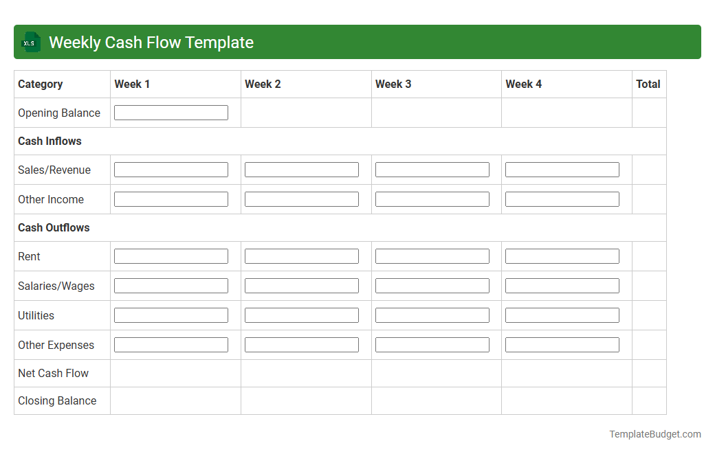 Weekly Cash Flow Template