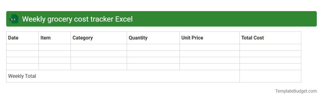 Weekly grocery cost tracker Excel