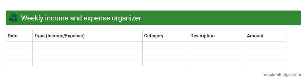 Weekly income and expense organizer