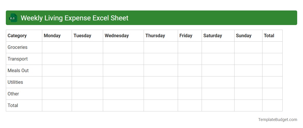 Weekly Living Expense Excel Sheet