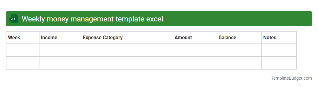 Weekly money management template excel