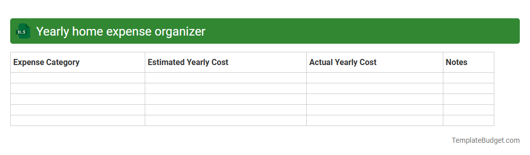 Yearly home expense organizer