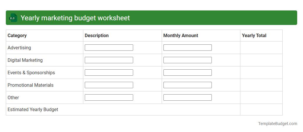 Yearly marketing budget worksheet