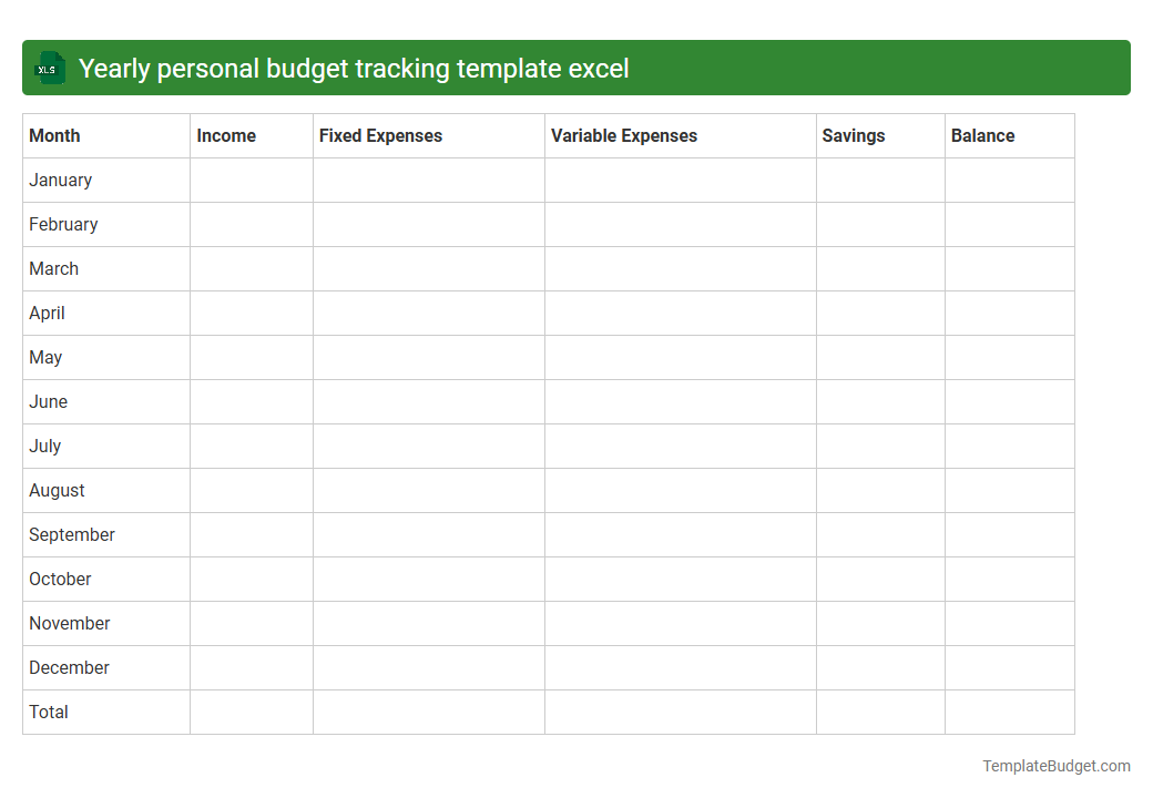 Yearly personal budget tracking template excel