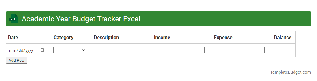 Academic Year Budget Tracker Excel
