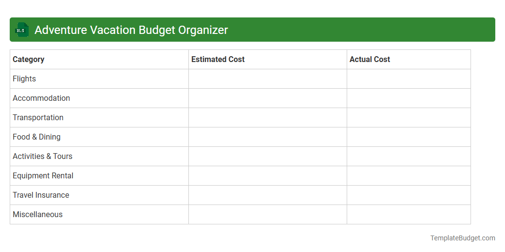 Adventure Vacation Budget Organizer