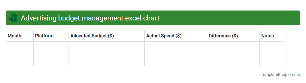Advertising budget management excel chart