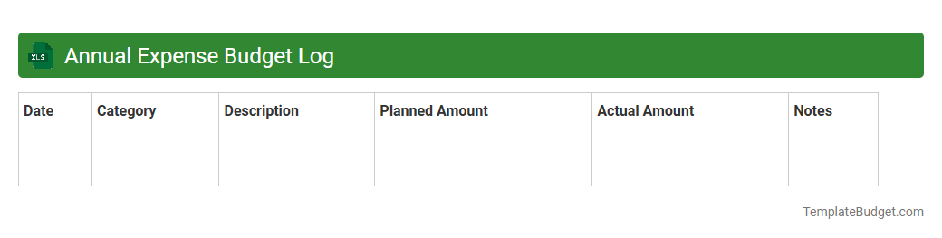 Annual Expense Budget Log