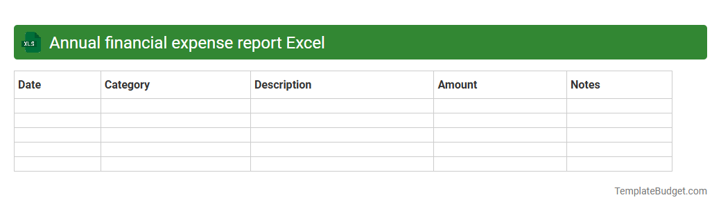 Annual financial expense report Excel