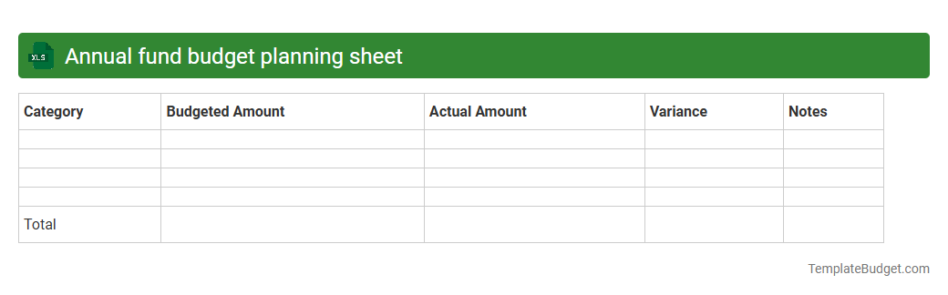 Annual fund budget planning sheet