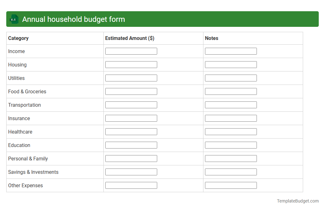 Annual household budget form
