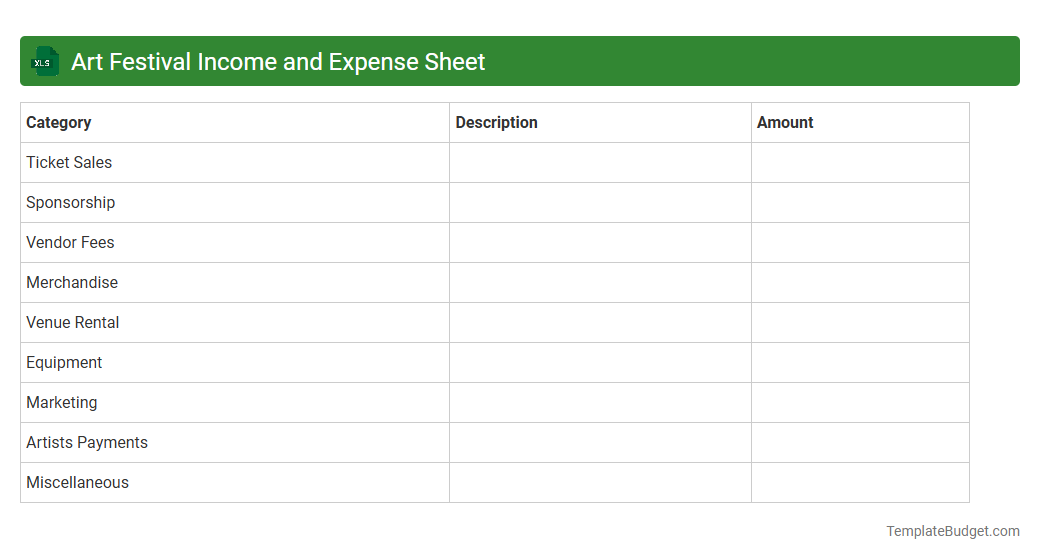 Art Festival Income and Expense Sheet