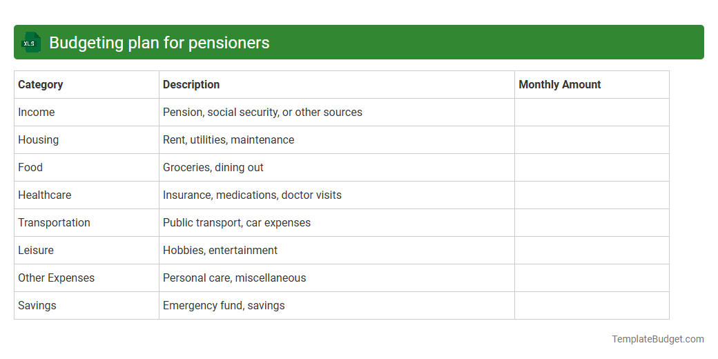 Budgeting plan for pensioners