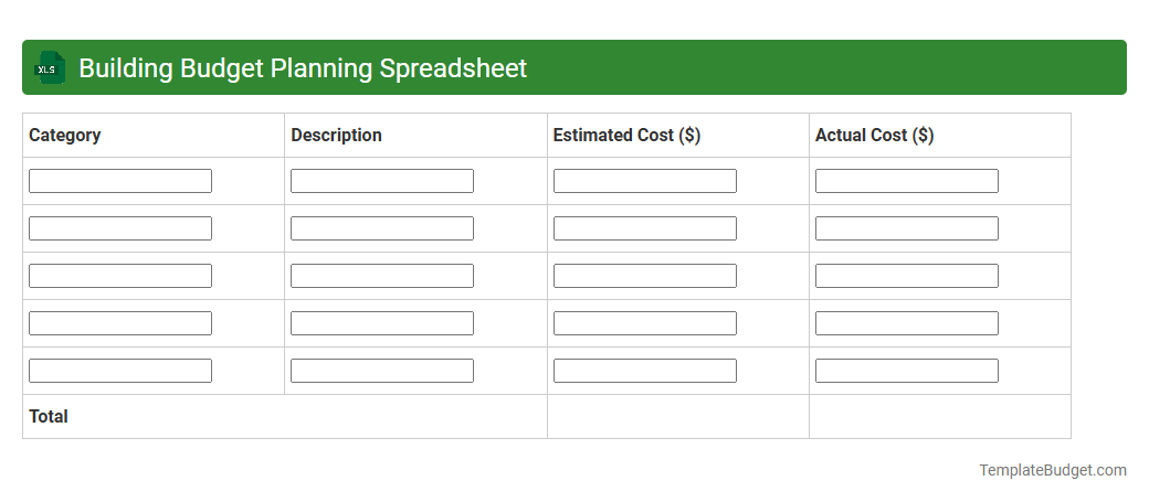 Building Budget Planning Spreadsheet