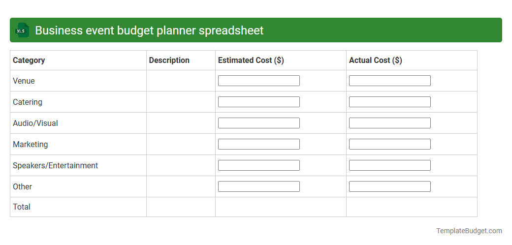 Business event budget planner spreadsheet