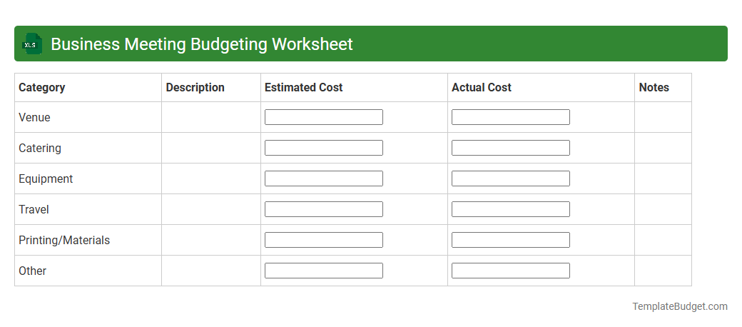 Business Meeting Budgeting Worksheet