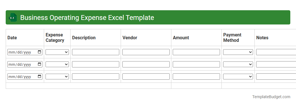 Business Operating Expense Excel Template
