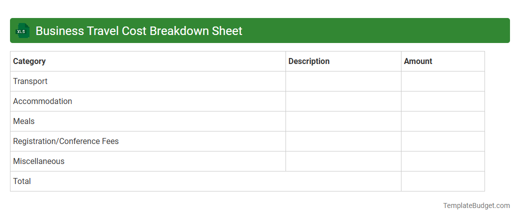 Business Travel Cost Breakdown Sheet