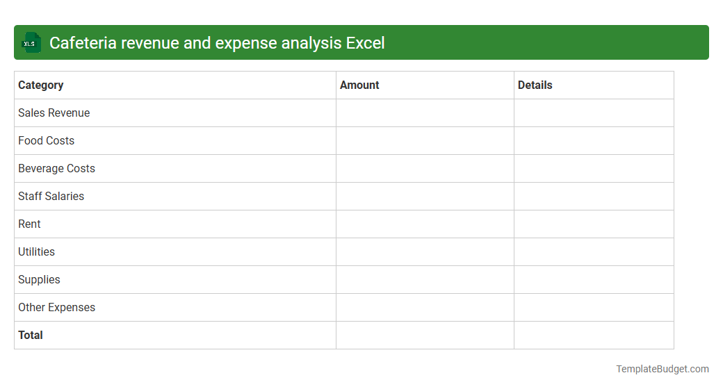 Cafeteria revenue and expense analysis Excel