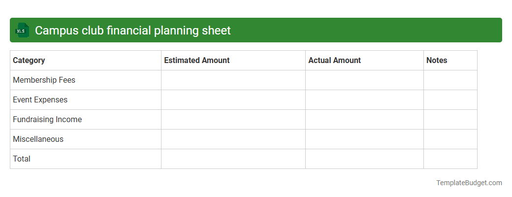Campus club financial planning sheet