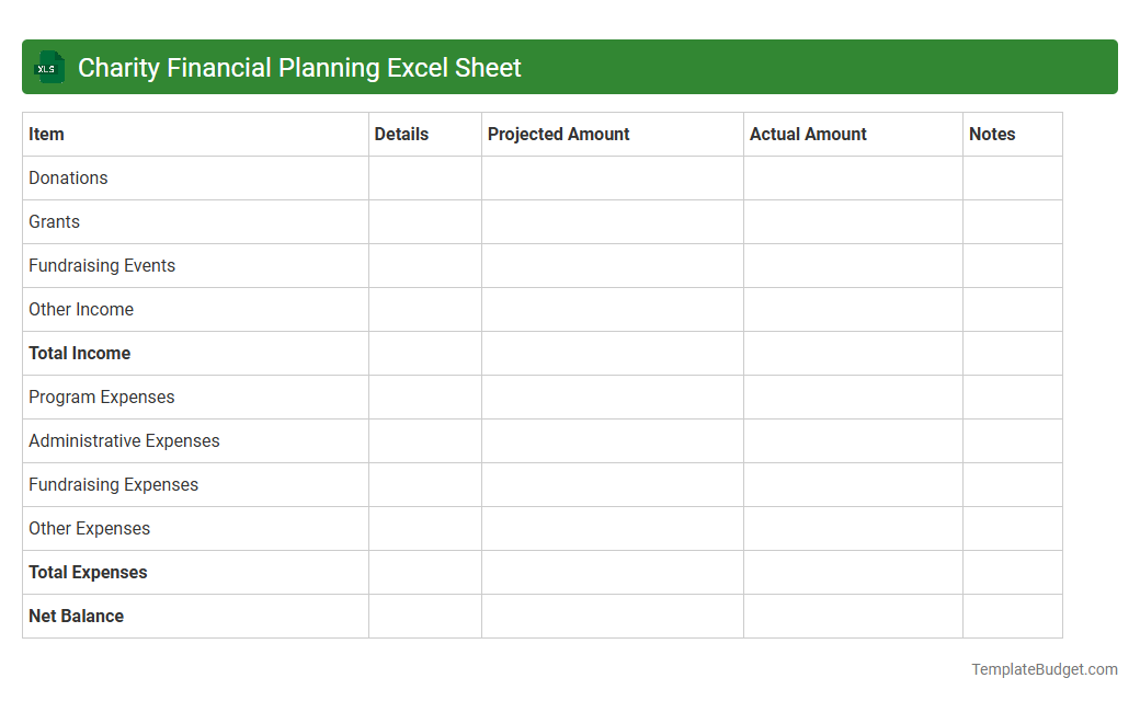 Charity Financial Planning Excel Sheet