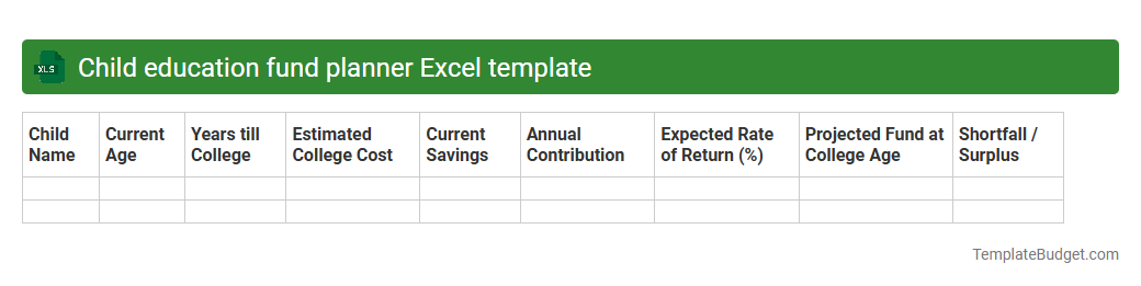 Child education fund planner Excel template