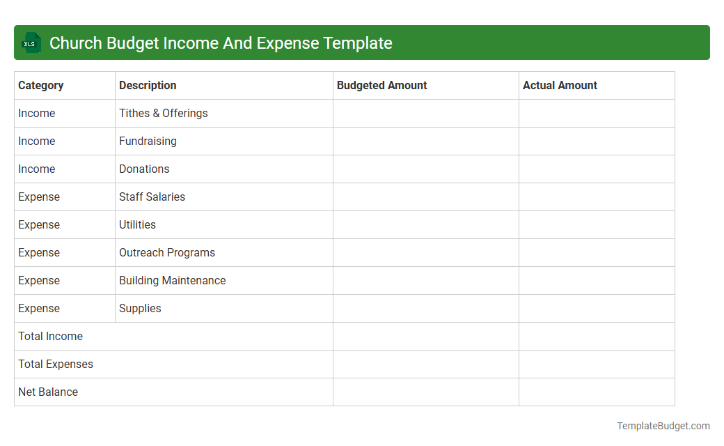 Church Budget Income And Expense Template