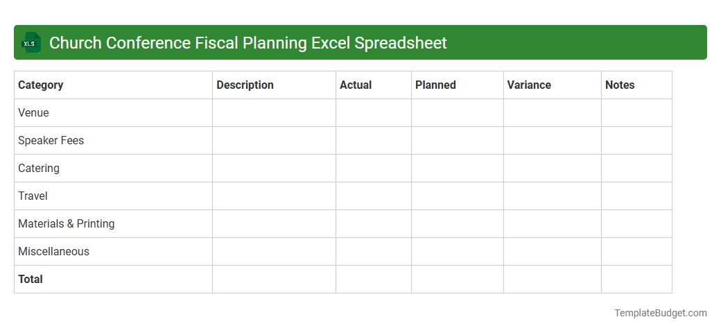 Church Conference Fiscal Planning Excel Spreadsheet