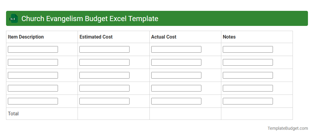 Church Evangelism Budget Excel Template