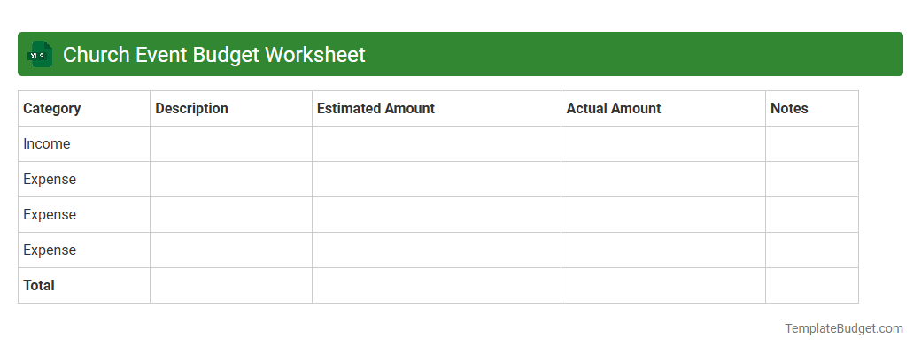 Church Event Budget Worksheet