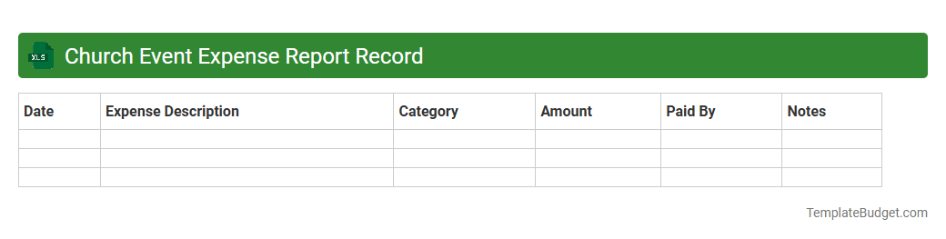Church Event Expense Report Record