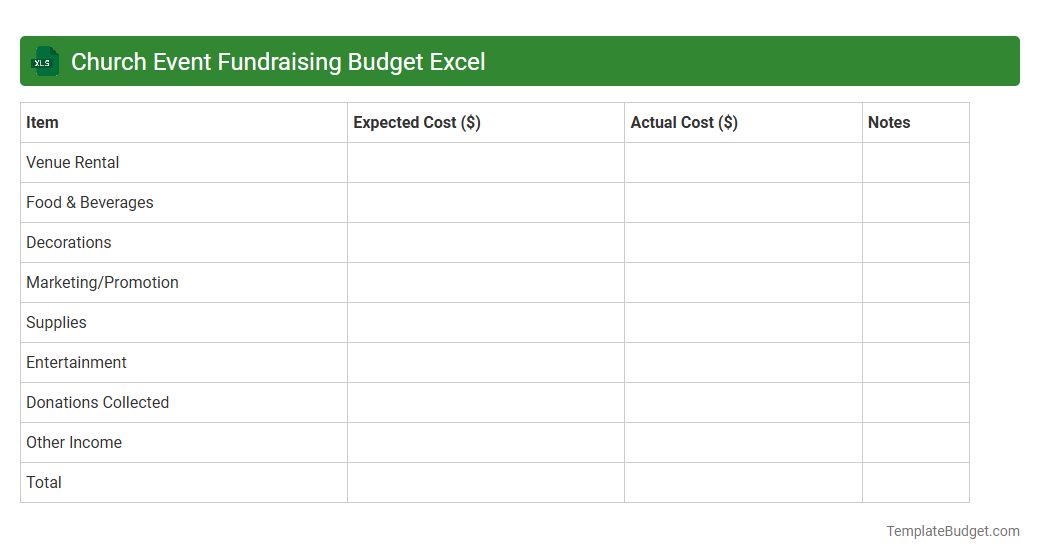 Church Event Fundraising Budget Excel