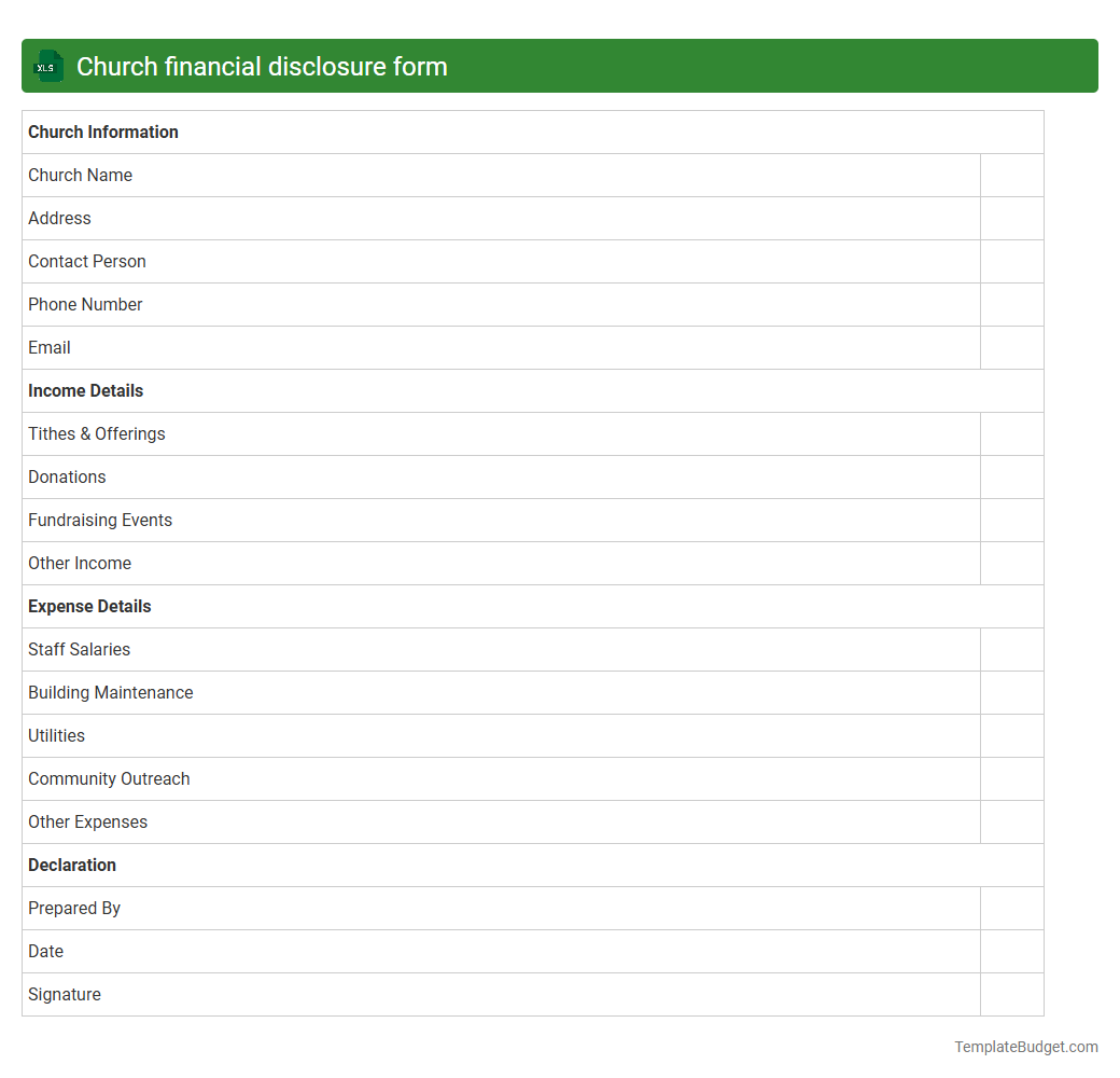Church financial disclosure form