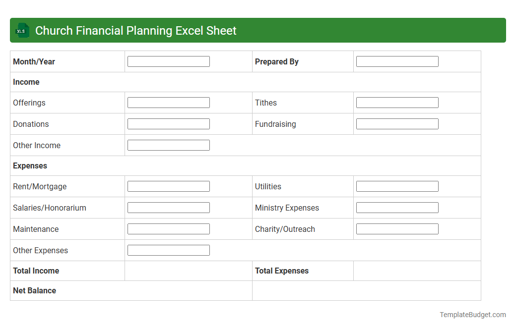 Church Financial Planning Excel Sheet