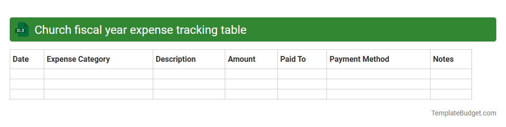 Church fiscal year expense tracking table