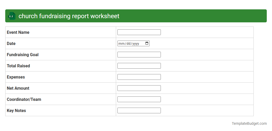 church fundraising report worksheet